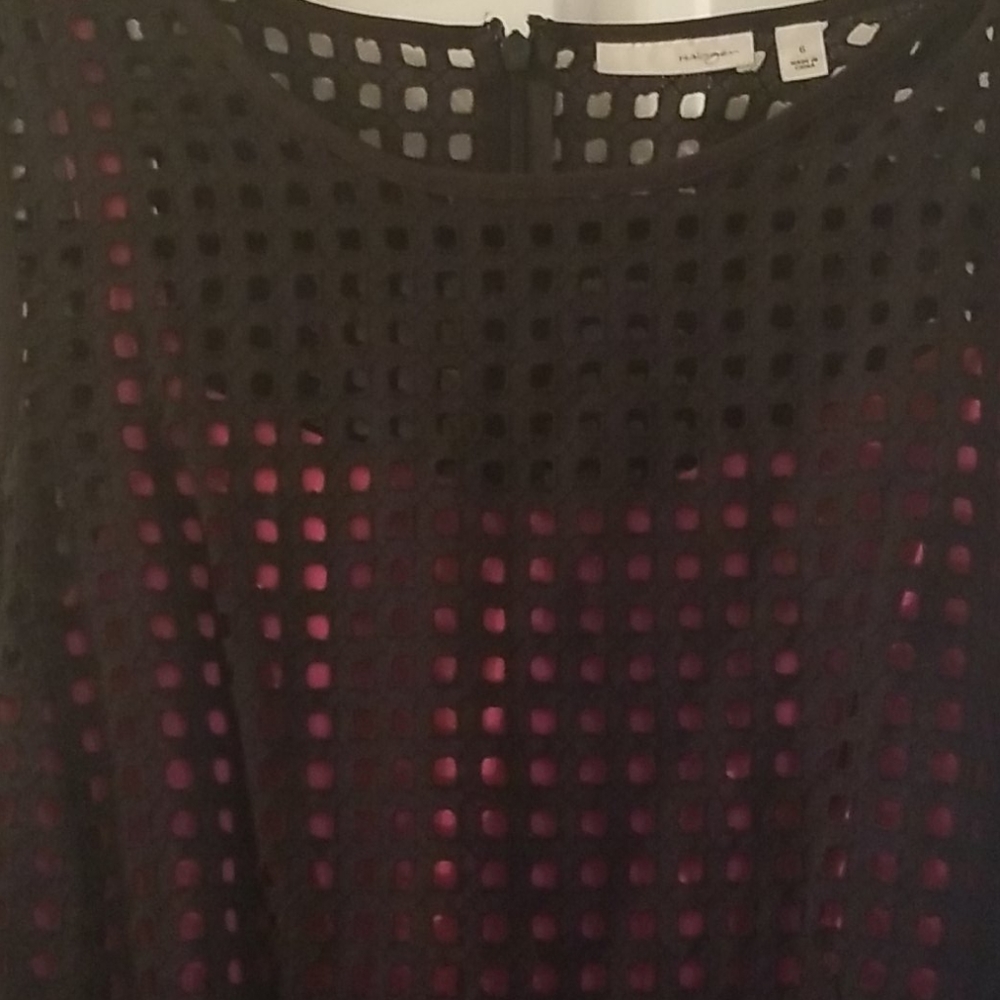 Halogen black fit and flare dress fuschia lining 6 - Picture 4 of 9